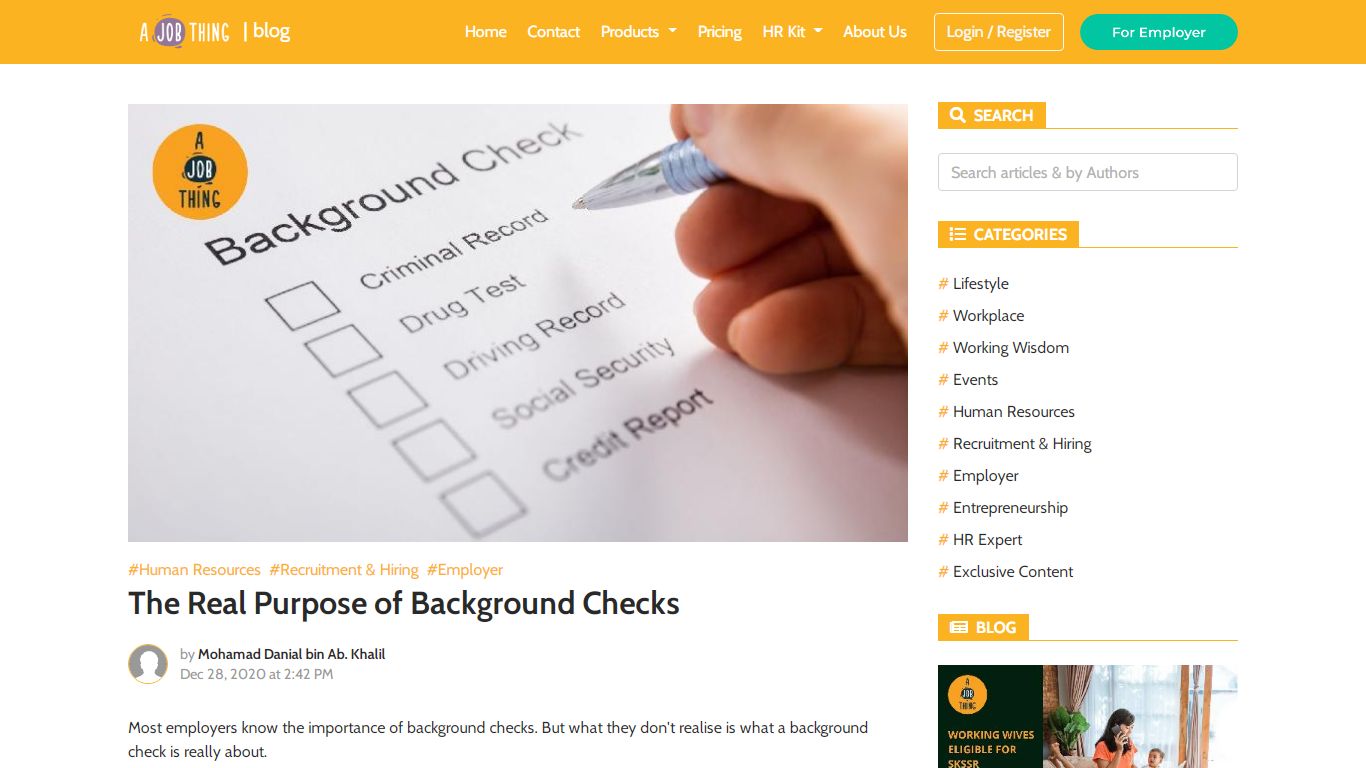 The Real Purpose of Background Checks - A Job Thing